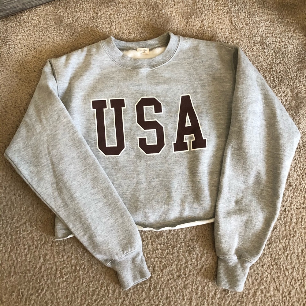 USA cut off cropped sweatshirt